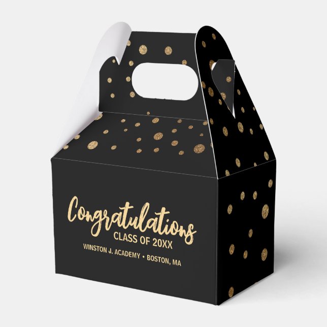 Custom Congratulation Class Abschluss Black Gold Geschenkschachtel (Vorderseite)