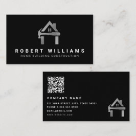 Custom Construction Black Silver Home Building Lux Visitenkarte
