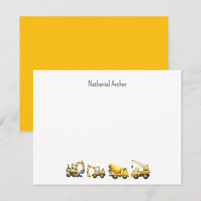 Custom Construction Trucks Note Card Mitteilungskarte (Vorne/Hinten)