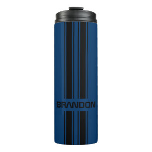 Custom Cool Dark Blue Black Auto Race Sport Strip Thermosbecher