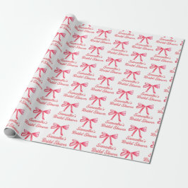 Custom Coquette Blush Pink Bow Girl Brautparty Geschenkpapier