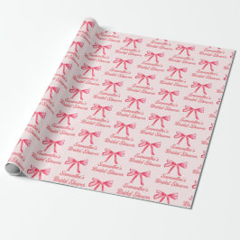 Custom Coquette Blush Pink Bow Girl Brautparty Geschenkpapier