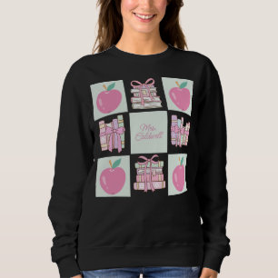 Custom Coquette Teacher Apple and Book Sweatshirt