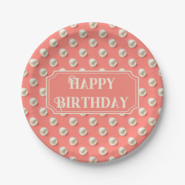 Custom Coral Paper Plates with Pearl Accents Pappteller