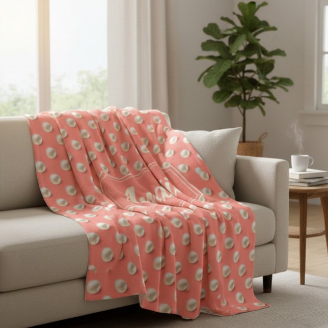 Custom Coral & Pearls Elegant Soft Throw Blanket Fleecedecke (Von Creator hochgeladen)