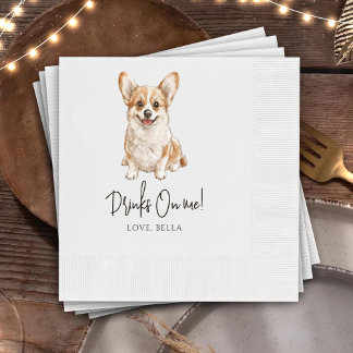 Custom Corgi Art Pet Cocktail Napkins Hochzeit Serviette