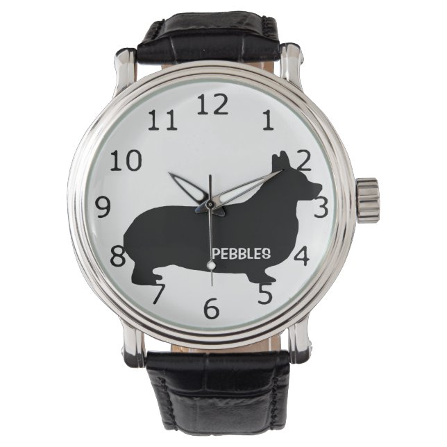 CUSTOM Corgi Dog Silhouette Armbanduhr (Vorderseite)