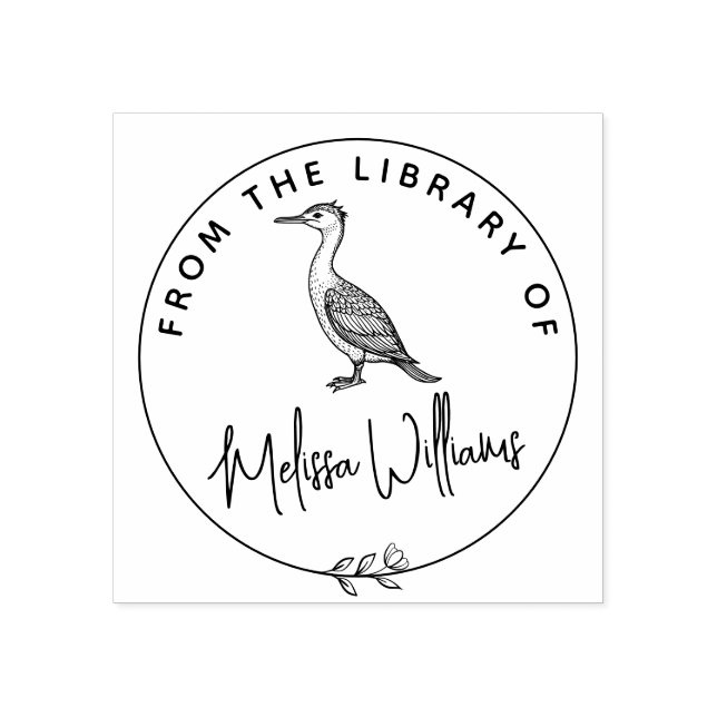 Custom Cormorant Ex Libris aus dem Bibliothekbuch Gummistempel (Prägung)