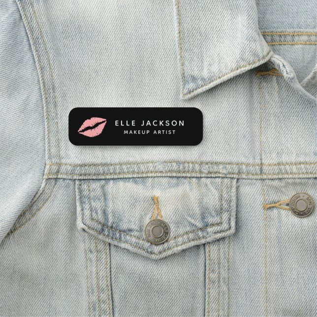 Custom Cosmetic Nurse Lips Black Name Tag Namensschild (Beispiel)