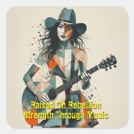 Custom Country Girl Gitarrist Art Inspiration Quadratischer Aufkleber