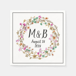 Custom Country Style Floral Wreath Art Motif Serviette