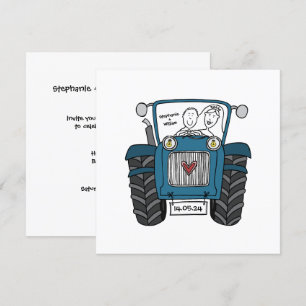 Custom Country Wedding Blue Traktor Abend Einladung