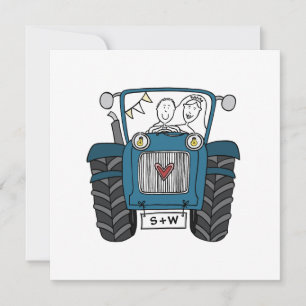 Custom Country Wedding Blue Traktor Abend Einladung