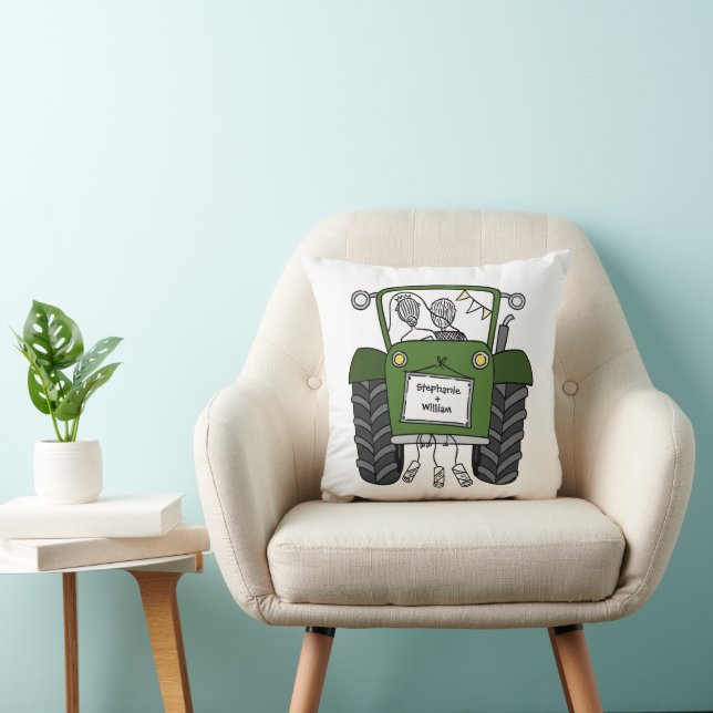 Custom Country Wedding Green Tractor Kissen (Stuhl )