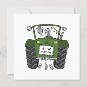 Custom Country Wedding Green Traktor Abend Einladung