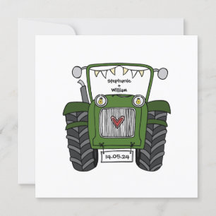 Custom Country Wedding Green Traktor Abend Einladung