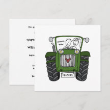 Custom Country Wedding Green Traktor Einladung