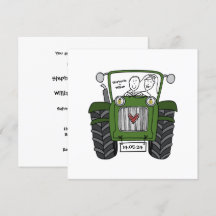 Custom Country Wedding Green Traktor Einladung