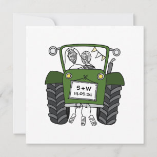 Custom Country Wedding Green Traktor Einladung
