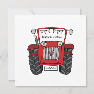 Custom Country Wedding Red Tractor Abend Einladung