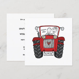 Custom Country Wedding Red Tractor Einladung