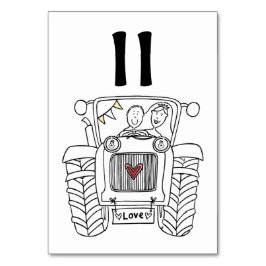 Custom Country Wedding Traktor Tischnummer