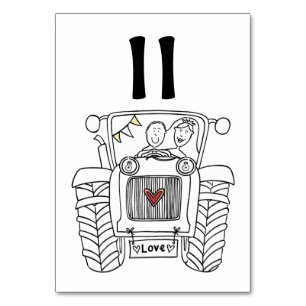 Custom Country Wedding Traktor Tischnummer