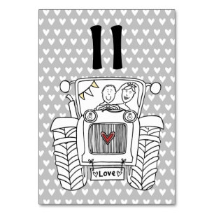 Custom Country Wedding Traktor Tischnummer