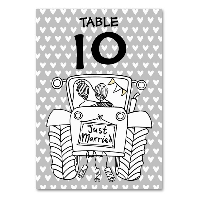 Custom Country Wedding Traktor Tischnummer (Vorderseite)