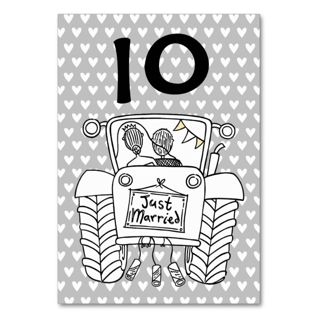 Custom Country Wedding Traktor Tischnummer (Vorderseite)