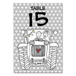 Custom Country Wedding Traktor Tischnummer