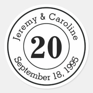 Custom Couple 20. Wedding Anniversary Modern Runder Aufkleber