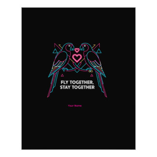 Custom Couple Anniversary Neon Parrots Winter Hood Fotodruck