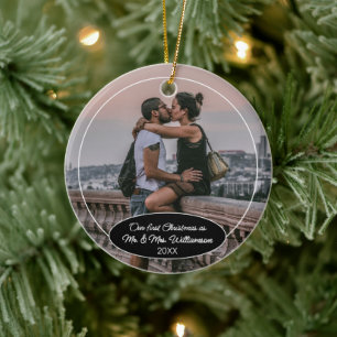 Custom Couple First Christmas Classic Personalisie Keramik Ornament