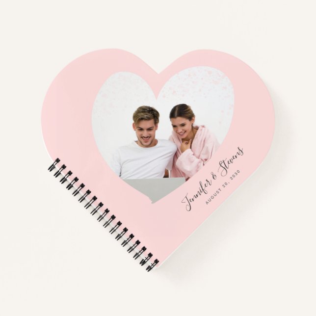 Custom Couple FotoHeart Blush Pink Notizbuch (Vorderseite)