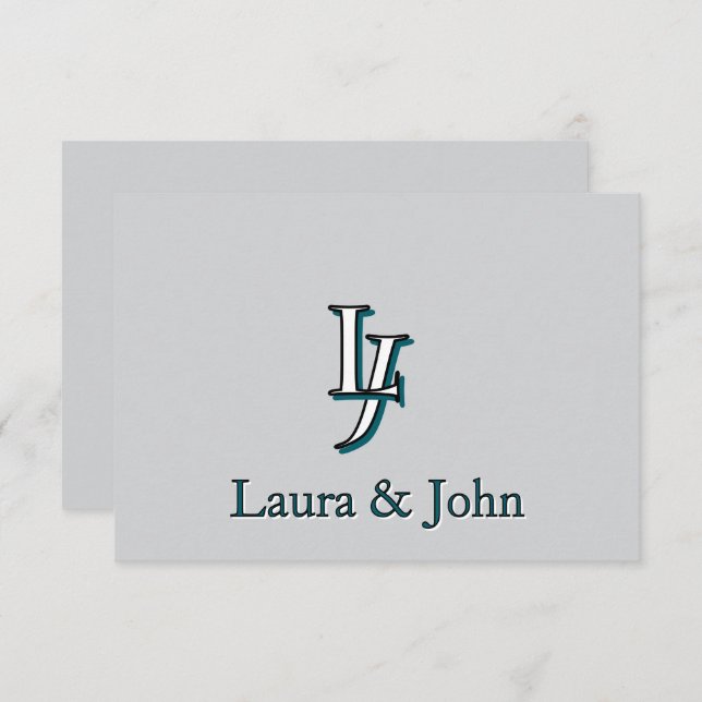 Custom Couple Initials and Names Flat Card Dankeskarte (Vorne/Hinten)