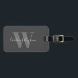 Custom Couple Name Calligraphy Mit Monogramm Black Gepäckanhänger<br><div class="desc">Custom Couple Name Calligrafy Mit Monogramm Black and Grey Luggage Tag</div>