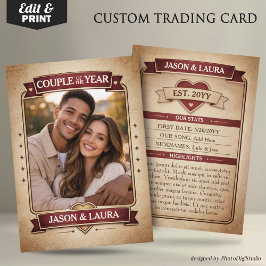 Custom Couple Trading Card, Custom Anniversary  Telefonnummerkarte
