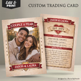 Custom Couple Trading Card, Custom Anniversary  Telefonnummerkarte