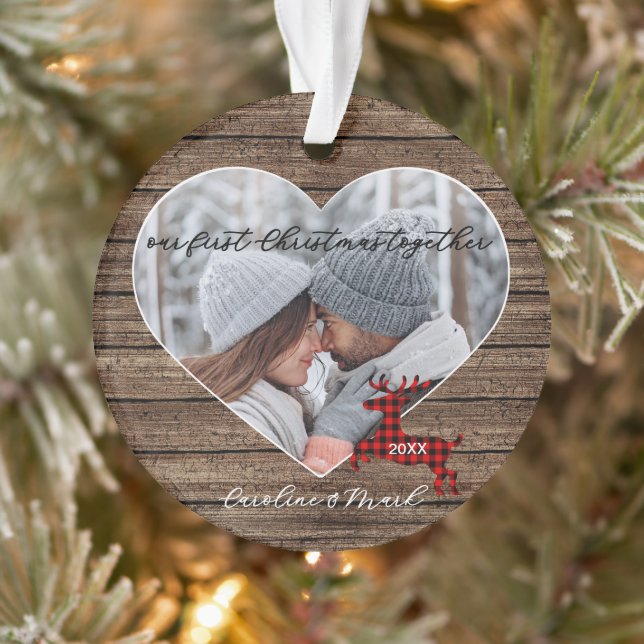 Custom Couple Unser erster Weihnachtsurlaub Ornament (Baum)