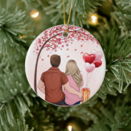 Custom Couple Valentine's Day Keramik Ornament