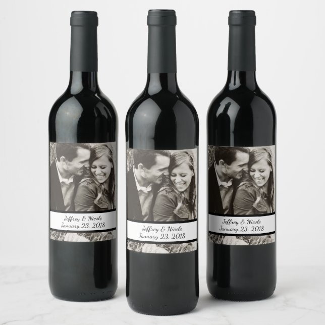 Custom Couple Wedding Foto Geschenk Personalisiert Weinetikett (Flaschen)