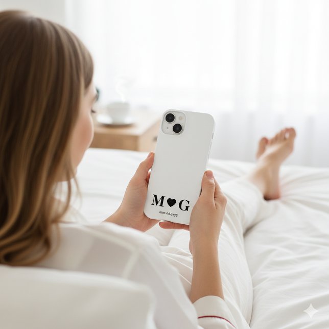 Custom Couples Monogram Heart Mark iPhone 14 Hülle (Custom Couples Monogram Heart Mark iPhone 14 Case)