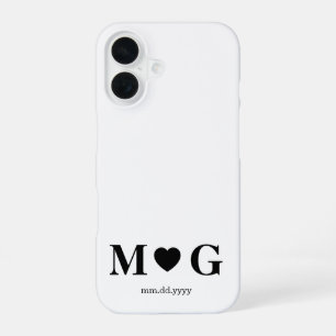 Custom Couples Monogram Heart Mark iPhone 16 Hülle