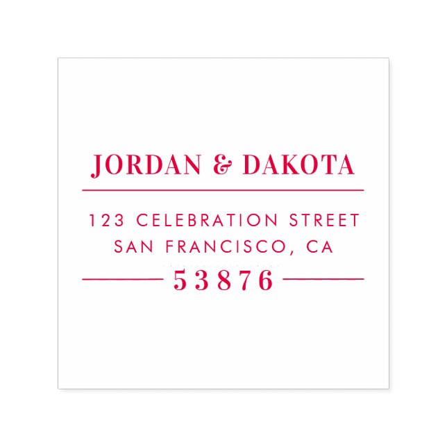 Custom Couple's Names Red Wedding Rücksendeadresse Permastempel (Design)