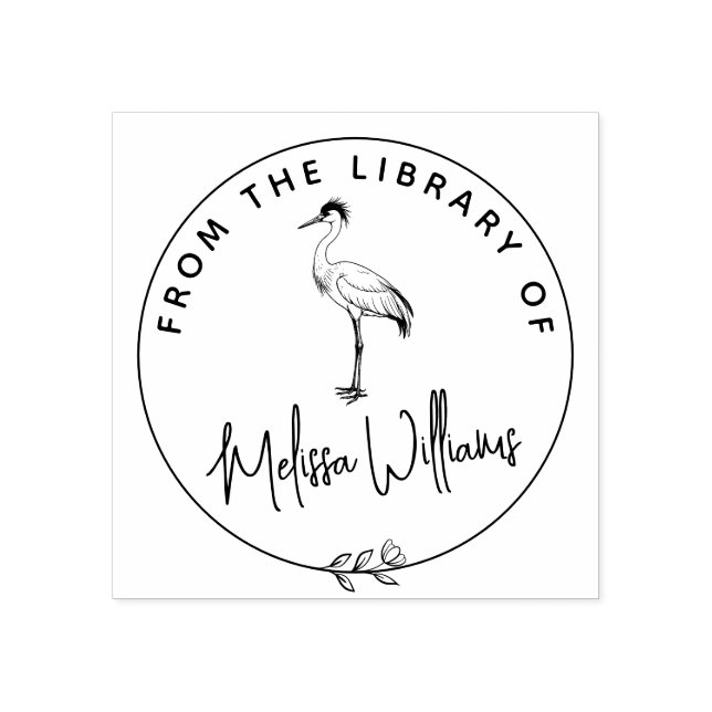 Custom Crane Ex Libris aus dem Bibliothekbuch Gummistempel (Prägung)