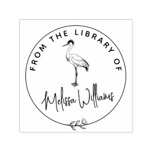 Custom Crane Ex Libris aus dem Bibliothekbuch Permastempel