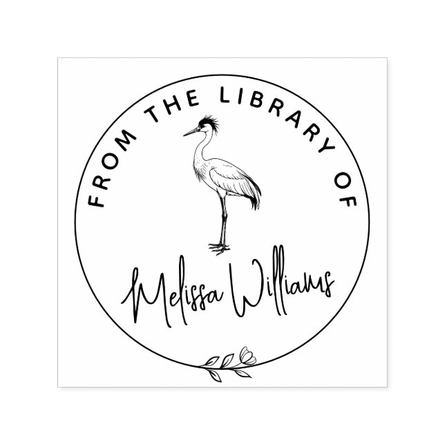 Custom Crane Ex Libris aus dem Bibliothekbuch Permastempel (Design)