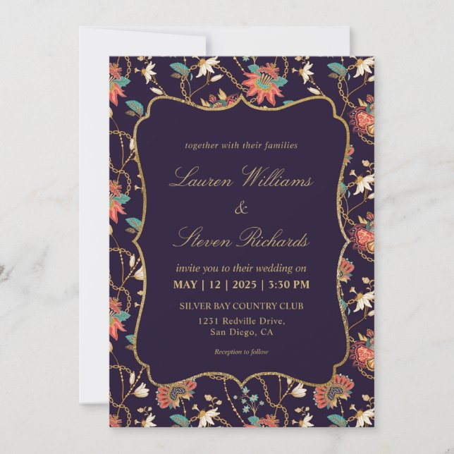 Custom Cream Colorful Floral Wedding Einladung (Vorderseite)