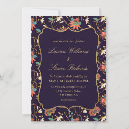 Custom Cream Colorful Floral Wedding Einladung